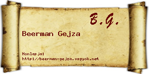 Beerman Gejza névjegykártya